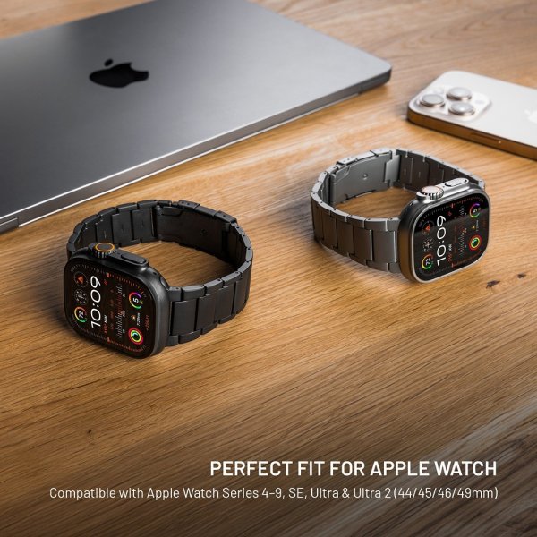 Kiinteä Apple Watch 42/44/45/46mm ranneke, titaaninen ranneke, luonnollinen