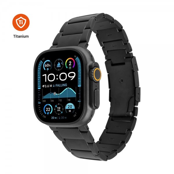 Korjattu Apple Watch 42/44/45/46mm ranneke titaaniranneke musta