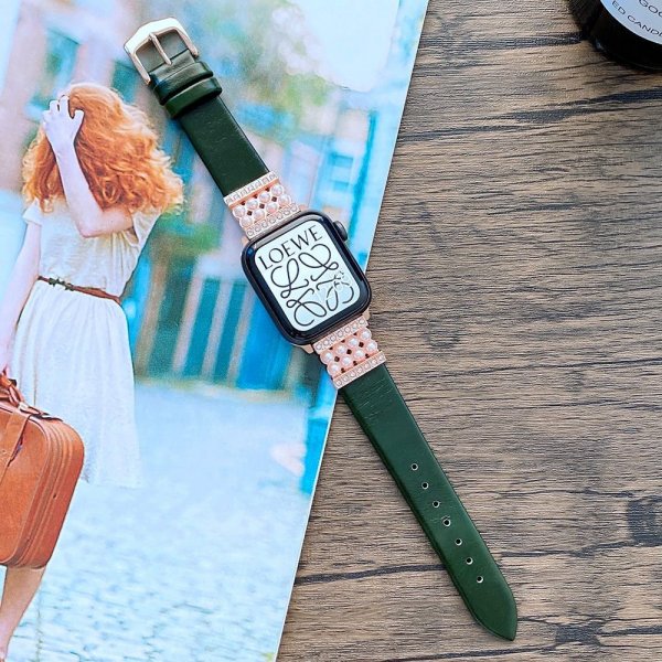 Apple Watch 44/45/46mm/Apple Watch Ultra Ranneke Helmiä Vihreä