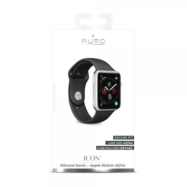 Puro Apple Watch 42/44/45mm ranneke Icon musta