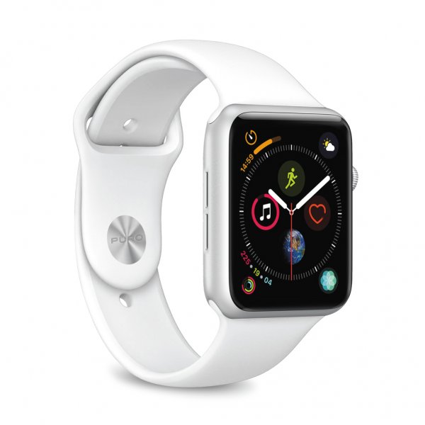 Puro Apple Watch 44/45/46mm/Apple Watch Ultra -ranneke ICON silikoniranneke valkoinen