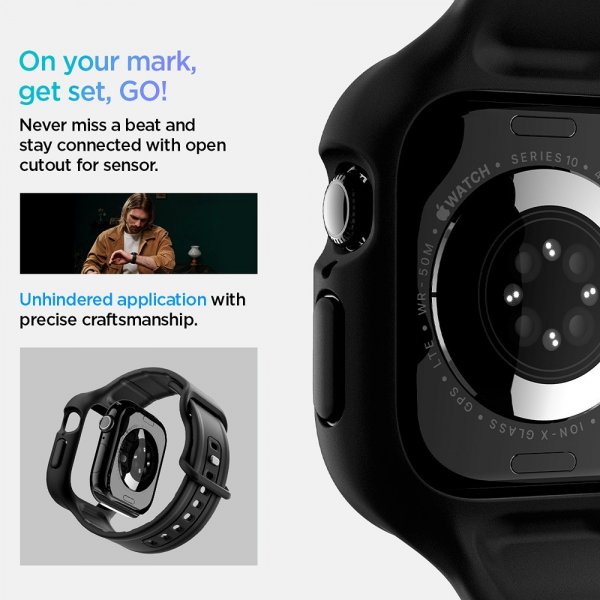 Spigen Apple Watch 42mm (Series 10/11) Ranneke ja Suojakuori Vault Pro Matte Black