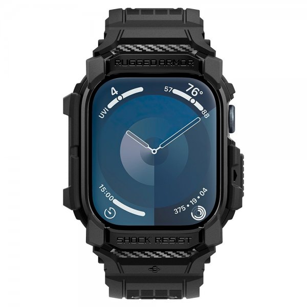 Spigen Apple Watch 42mm (Series 10/11) ranneke ja suojakuori Rugged Armor Pro Matte Black