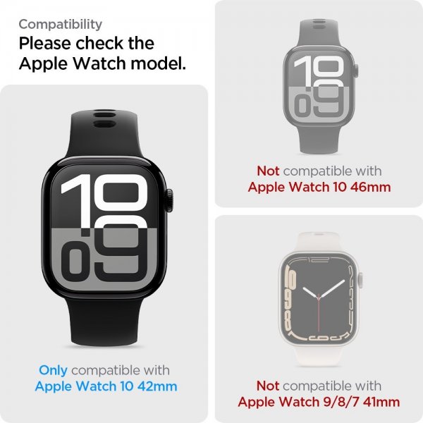 Spigen Apple Watch 42mm (sarja 10/11) Näytönsuoja EliteShield EZ Fit 2-pakkaus