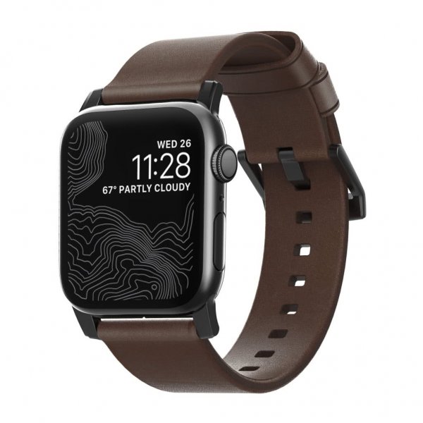 Nomad Apple Watch 44/45/46mm/Apple Watch Ultra ranneke Modern Band Black Hardware Rustic Brown