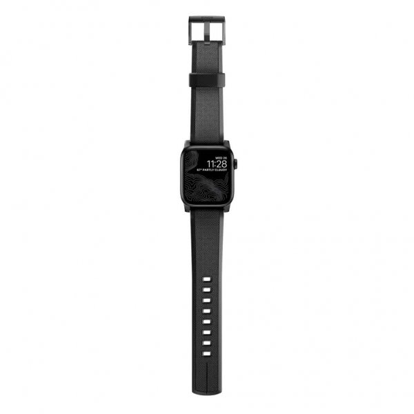 Nomad Apple Watch 44/45/46 mm/Apple Watch Ultra -ranneke Rugged Band Black Hardware Musta