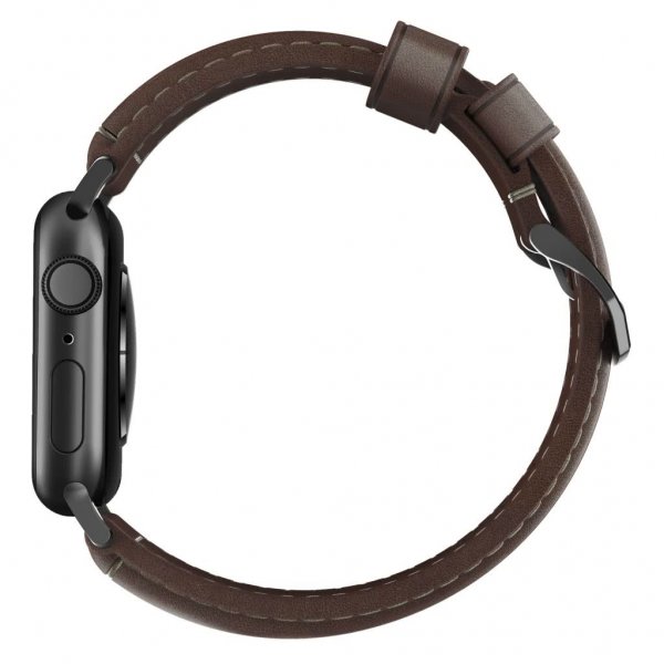 Nomad Apple Watch 44/45/46mm/Apple Watch Ultra -ranneke Traditional Band Black Hardware Rustic Brown