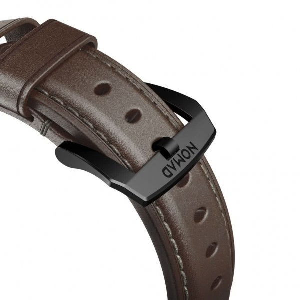 Nomad Apple Watch 44/45/46mm/Apple Watch Ultra -ranneke Traditional Band Black Hardware Rustic Brown