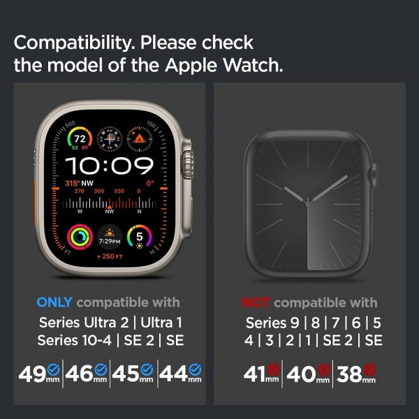 Spigen Apple Watch 44/45/46mm/Ultra 49mm ranneke Classic Fit Musta