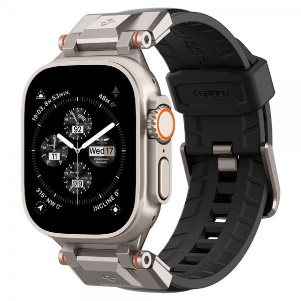 Spigen Apple Watch 44/45/46mm/Ultra 49mm ranneke DuraPro Armor PU musta