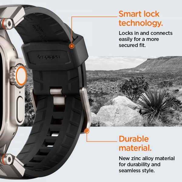 Spigen Apple Watch 44/45/46mm/Ultra 49mm ranneke DuraPro Armor PU musta