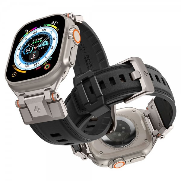 Spigen Apple Watch 44/45/46mm/Ultra 49mm ranneke DuraPro Armor PU musta