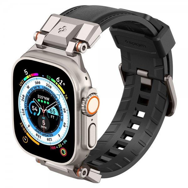 Spigen Apple Watch 44/45/46mm/Ultra 49mm ranneke DuraPro Armor PU musta