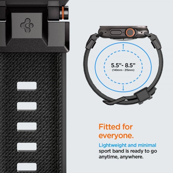 Spigen Apple Watch 44/45/46/49mm ranneke DuraPro Armor Musta