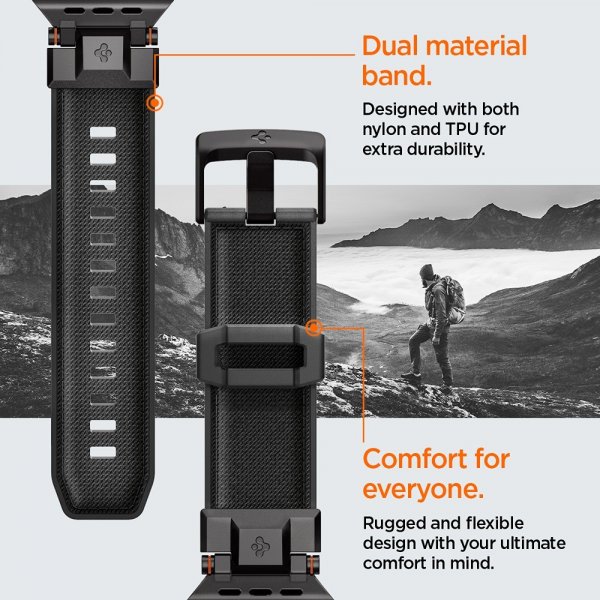 Spigen Apple Watch 44/45/46/49mm ranneke DuraPro Armor Musta