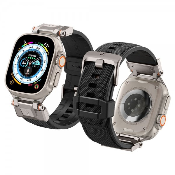Spigen Apple Watch 44/45/46/49mm ranneke DuraPro Armor Musta