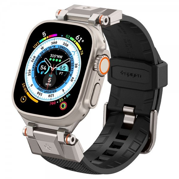 Spigen Apple Watch 44/45/46/49mm ranneke DuraPro Armor Musta