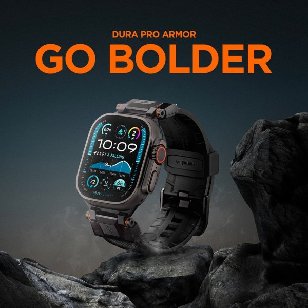 Spigen Apple Watch 44/45/46/49mm ranneke DuraPro Armor Musta
