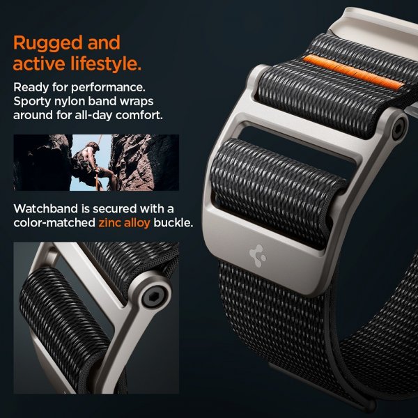 Spigen Apple Watch 44/45/46mm/Ultra 49mm ranneke DuraPro Flex Musta