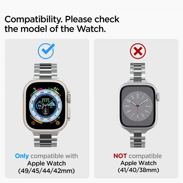 Spigen Apple Watch 44/45/46mm/Ultra 49mm ranneke Modern Fit 316L Silver