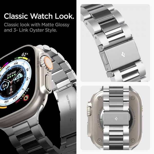 Spigen Apple Watch 44/45/46mm/Ultra 49mm ranneke Modern Fit 316L Silver