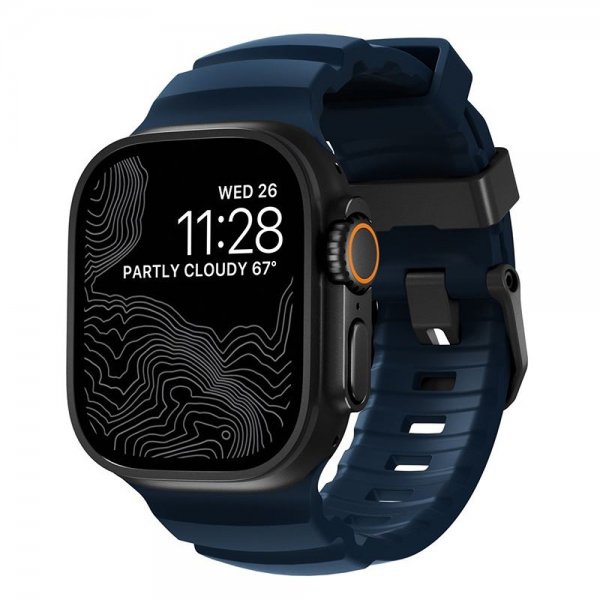 Nomad Apple Watch 44/45/46mm/Ultra 49mm ranneke Rocky Point Musta Atlantic