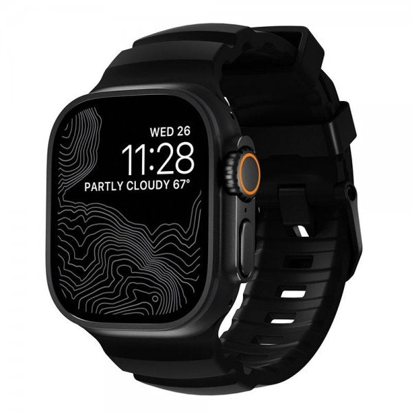 Nomad Apple Watch 44/45/46mm/Ultra 49mm ranneke Rocky Point musta Carbon Black