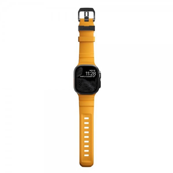 Nomad Apple Watch 44/45/46mm/Ultra 49mm ranneke Rocky Point, musta, aurinko