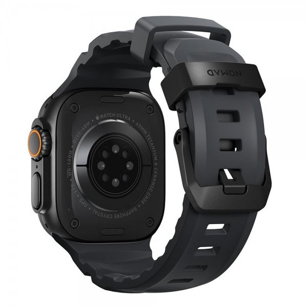 Nomad Apple Watch 44/45/46mm/Ultra 49mm ranneke Rocky Point, musta Storm