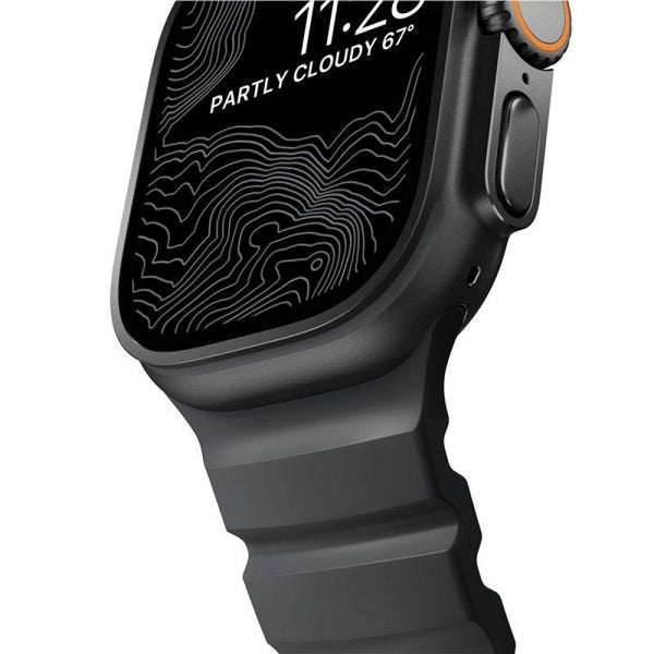 Nomad Apple Watch 44/45/46mm/Ultra 49mm ranneke Rocky Point, musta Storm