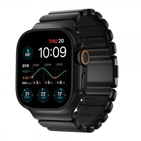 Nomad Apple Watch 44/45/46mm/Ultra 49mm ranneke Stratos Band Musta Ultra Oranssi
