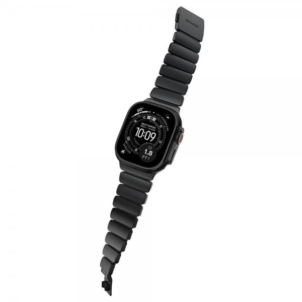 Nomad Apple Watch 44/45/46mm/Ultra 49mm ranneke Stratos Band Musta Ultra Oranssi