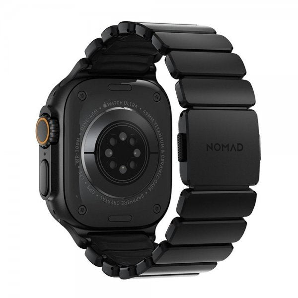 Nomad Apple Watch 44/45/46mm/Ultra 49mm ranneke Stratos Band Musta Ultra Oranssi