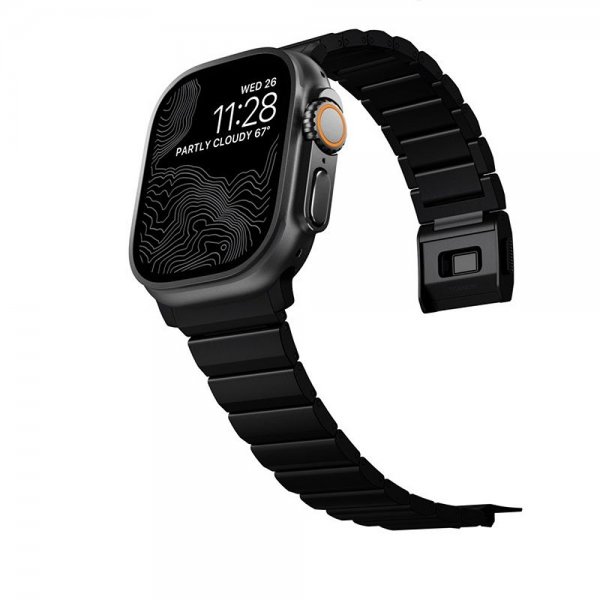 Nomad Apple Watch 44/45/46mm/Ultra 49mm ranneke Titanium Band musta