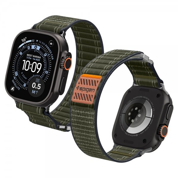 Spigen Apple Watch 44/45/46mm/Ultra 49mm ranneke WBF0 vihreä