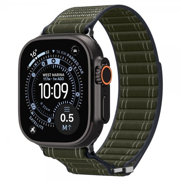 Spigen Apple Watch 44/45/46mm/Ultra 49mm ranneke WBF0 vihreä