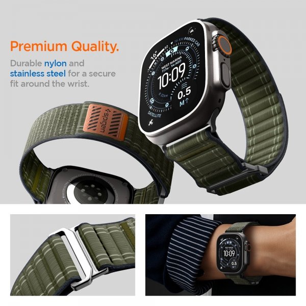 Spigen Apple Watch 44/45/46mm/Ultra 49mm ranneke WBF0 vihreä