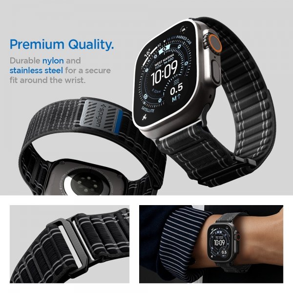 Spigen Apple Watch 44/45/46mm/Ultra 49mm ranneke WBF0 musta