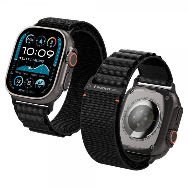 Spigen Apple Watch 44/45/46mm/Ultra 49mm ranneke WBF1 Musta
