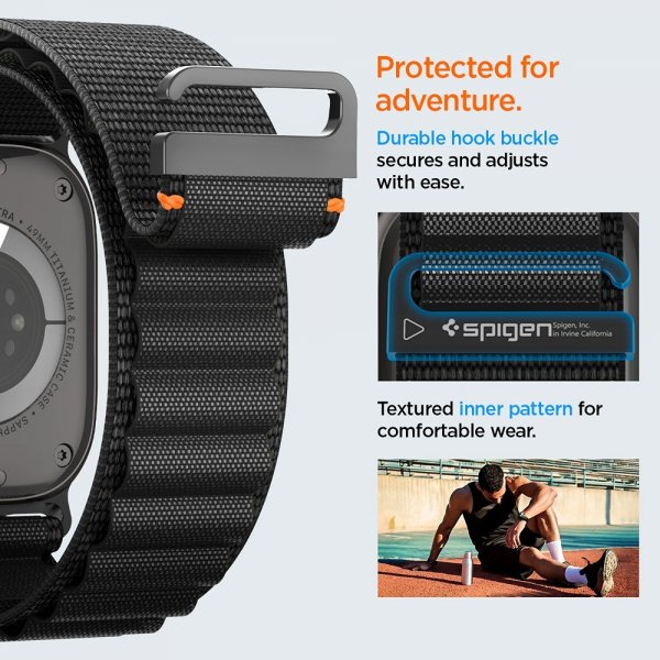 Spigen Apple Watch 44/45/46mm/Ultra 49mm ranneke WBF1 Musta