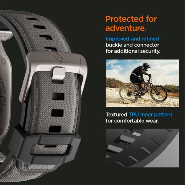 Spigen Apple Watch 44/45/46mm/Ultra 49mm ranneke DuraPro Armor Harmaa