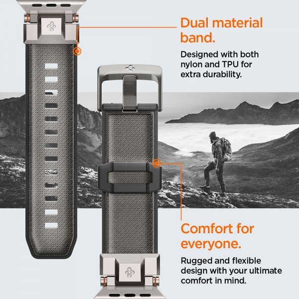 Spigen Apple Watch 44/45/46mm/Ultra 49mm ranneke DuraPro Armor Harmaa