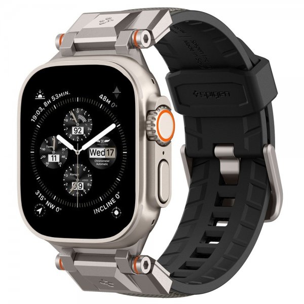 Spigen Apple Watch 44/45/46mm/Ultra 49mm ranneke DuraPro Armor Harmaa