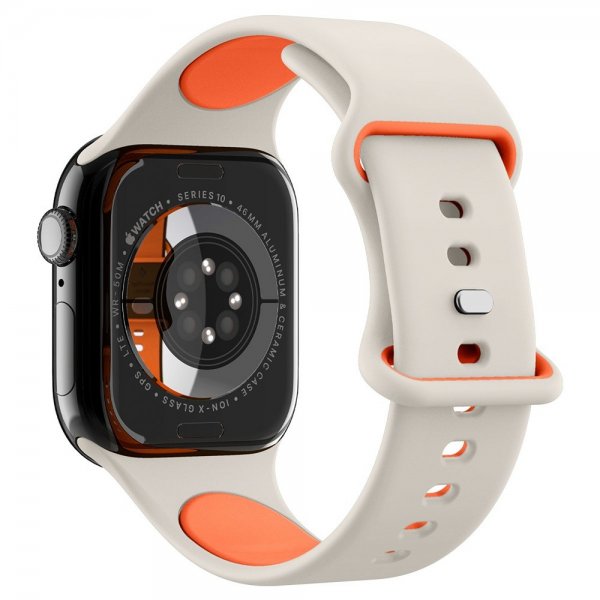 Spigen Apple Watch 44/45/46mm/Ultra 49mm ranneke Nano Pop Oranssi Beige