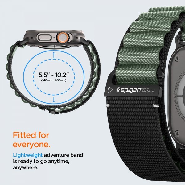 Spigen Apple Watch 44/45/46mm/Ultra 49mm ranneke WBF1 musta vihreä