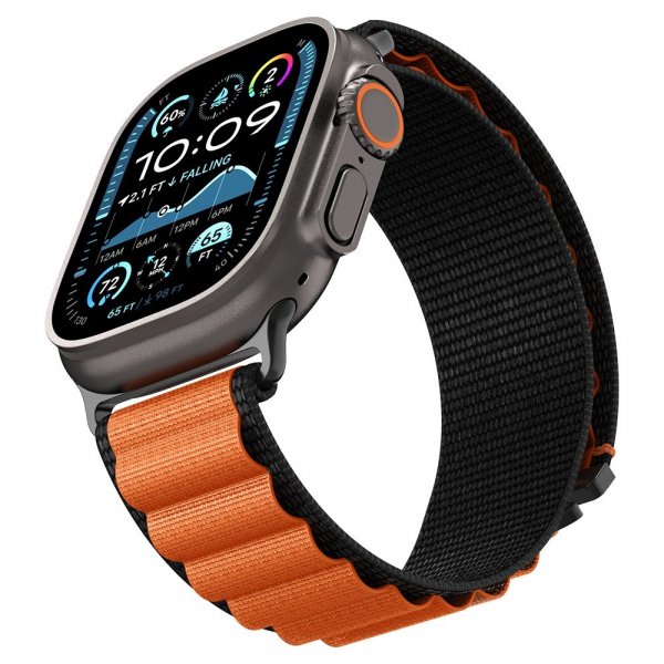Spigen Apple Watch 44/45/46mm/Ultra 49mm ranneke WBF1 musta oranssi