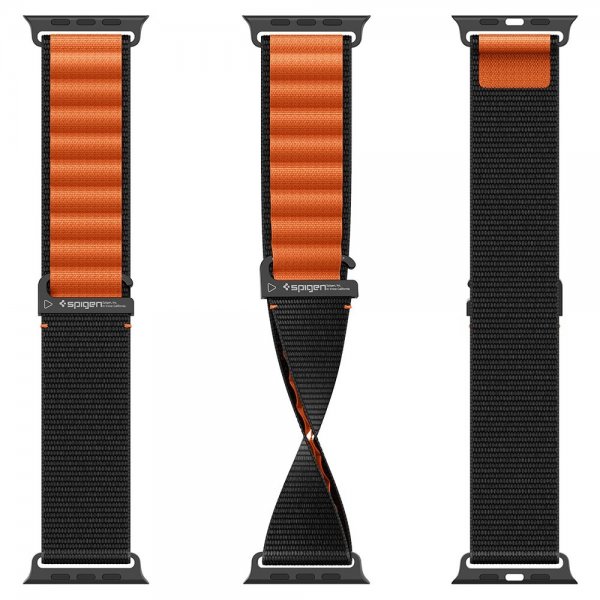 Spigen Apple Watch 44/45/46mm/Ultra 49mm ranneke WBF1 musta oranssi
