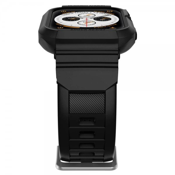 Spigen Apple Watch 44/45mm kuori rannekkeella Rugged Armor Pro Charcoal Grey