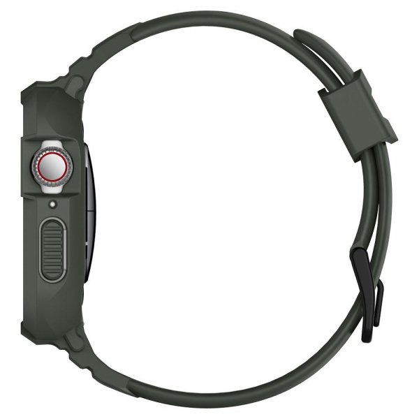 Spigen Apple Watch 44/45mm kuori rannekkeella Rugged Armor Pro Military Green