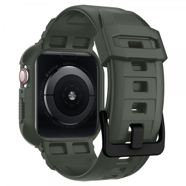 Spigen Apple Watch 44/45mm kuori rannekkeella Rugged Armor Pro Military Green